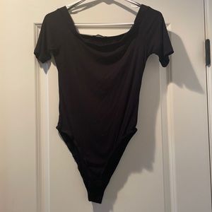 Off the shoulder black bodysuit